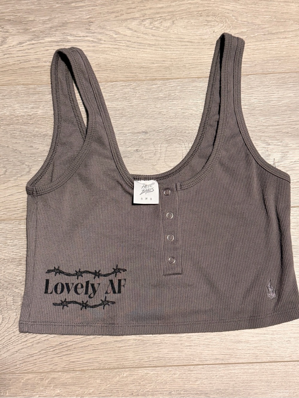 Lovely AF Ribbed Crop Tank Top - Brown